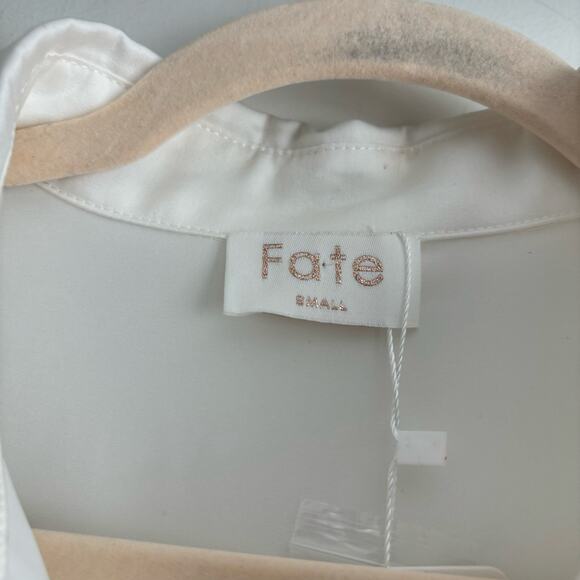 NWT Fate White Tweed Button Down Shirt Blouse Sz S Office Career - Picture 7 of 10